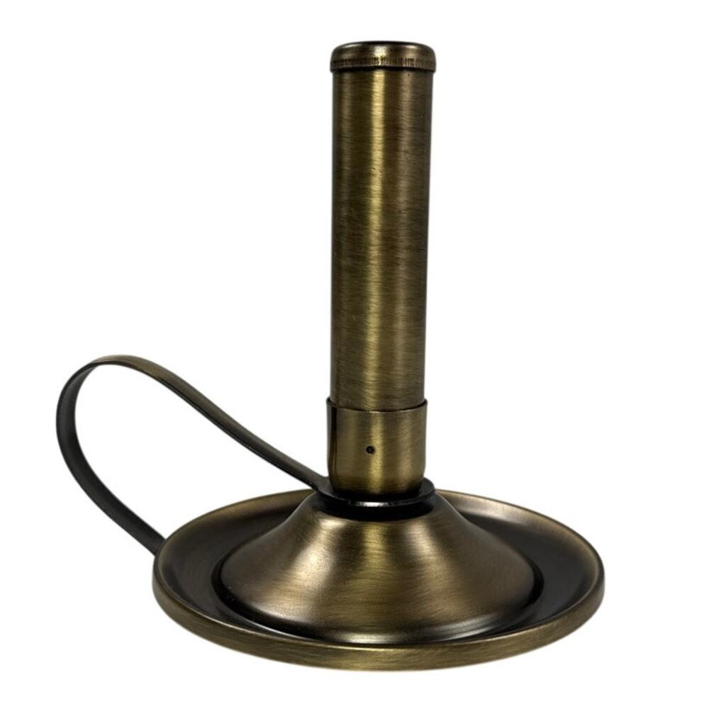 Vintage 1970s Brass Push-Up Chamberstick Taper Candle Holder with Handle